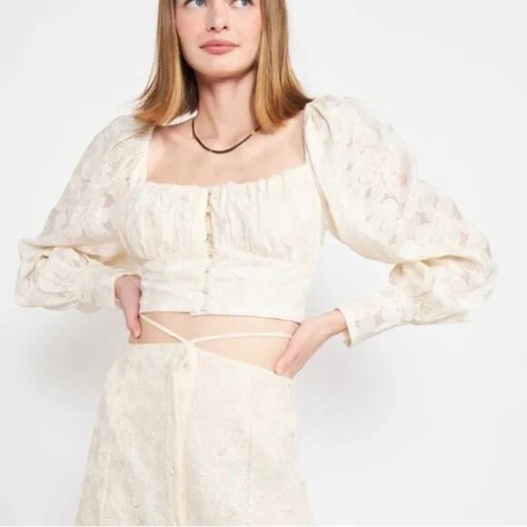 EN SAISON NWT $148 Agathe Natural Embroidered Floral Top Size 3X - Picture 1 of 10